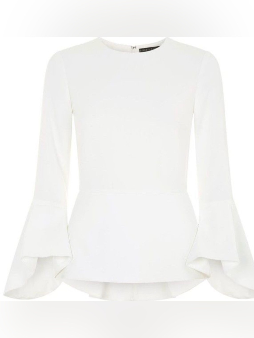 Alice + Olivia Employed Sz S/P Ivory Long Sleeves Peplum Blouse Bell Sleeves